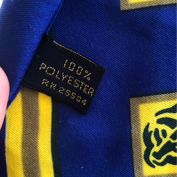 Vintage Oscar de la Renta Scarf - B.S.A - Blue & Yellow Neckerchief - Picture 6 of 10